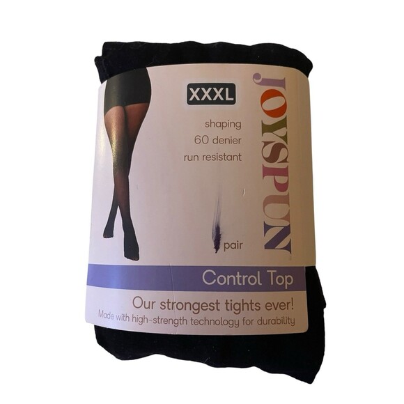 Joyspun Women’s Size 3XL Black Control Top Tights  Opaque Brand New - Picture 1 of 2